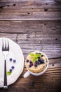 Blueberry Microwave Muffin in mug . Selective focus Royalty Free Stock Photo