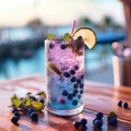 Blueberry Mojito Drink on the table Royalty Free Stock Photo