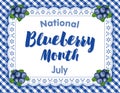 Blueberry Month, Lace Doily Place Mat, Blue Gingham