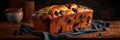 blueberry muffin with berries on a board on a dark background .homemade cakes