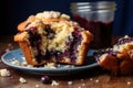 blueberry muffin with a bite taken out Royalty Free Stock Photo