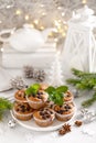 Blueberry muffins with fresh berries and Christmas, Xmas or New Year decorations Royalty Free Stock Photo