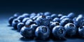 Blueberry organic fruit blue table copy space blurred background