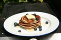 Blueberry pancakes for breakfast Royalty Free Stock Photo