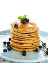 Blueberry pancakes with fresh blueberries Royalty Free Stock Photo