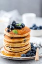 Blueberry pancakes stack