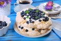 Blueberry pavlova cake Royalty Free Stock Photo