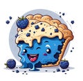 blueberry pie cartoon style on white background