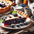 Blueberry pie with fresh berries on a plate. toning. selective focus