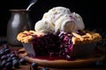 blueberry pie with ice cream and berries Royalty Free Stock Photo