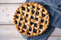 Blueberry pie top view. Generate Ai Royalty Free Stock Photo