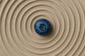 Blueberry placed in concentric patterns of fine sand reveals nature\'s harmony and visual beauty Royalty Free Stock Photo