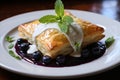 Blueberry puff pastry turnovers with zesty lemon glaze for tasty treats and desserts Royalty Free Stock Photo