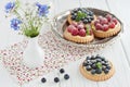 Blueberry and raspberry tartlets