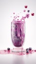 Blueberry and redcurrant milkshake with berries on isolated background Royalty Free Stock Photo