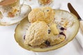 Blueberry Scones with Butter and a Cup of Tea