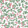 Blueberry berries seamless vector pattern on white background