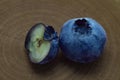 blueberry slice close-up on wooden