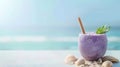 A Blueberry Smoothie by the Beach Royalty Free Stock Photo