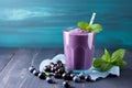 Blueberry smoothie drink. Generate Ai