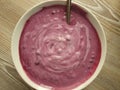 A blueberry smothie bowl