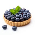 Blueberry tart on white background