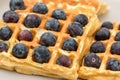 Blueberry waffles. Close up of a vegetarian superfood Royalty Free Stock Photo