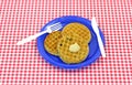 Blueberry waffles with honey Royalty Free Stock Photo