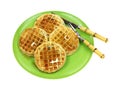 Blueberry Waffles Plate Syrup Royalty Free Stock Photo