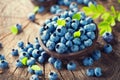 Blueberry on wooden background