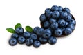 Blueberry on a wooden bowl, on a white background Royalty Free Stock Photo