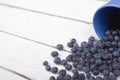 Blueberry on wooden table background, bowl of blueberries. .Antioxidants, detox diet, organic fruits. Berries Royalty Free Stock Photo