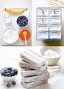 Blueberry yoghurt ice cream popsicle step by step Royalty Free Stock Photo