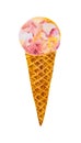 Blueberry yogurt ice cream ice cream scoop with cone watercolor