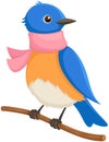 Bluebird With Pink Scarf