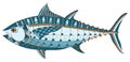 Bluefin tuna fish zentangle stylized, vector, illustration, free