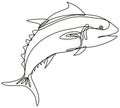 Bluefin Tuna Jumping Side View Continuous Line Drawing