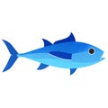 Bluefin tuna, tunny, whole fresh saltwater fish, Thunnus thynnus, seafood, close-up, graphic flat icon, package design