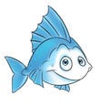 Bluefish cartoon illustration Royalty Free Stock Photo
