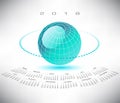 A bluegreen globe 2018 calendar Royalty Free Stock Photo
