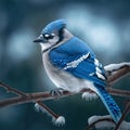 Bluejay on a Tree Branch - AI Generative Royalty Free Stock Photo