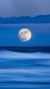 bluemoon overcasting the beach coast illustration Artificial Intelligence artwork generated Royalty Free Stock Photo