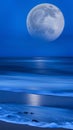 bluemoon overcasting the beach coast illustration Artificial Intelligence artwork generated Royalty Free Stock Photo