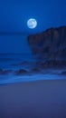 bluemoon overcasting the beach coast illustration Artificial Intelligence artwork generated Royalty Free Stock Photo