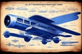Blueprint of Ancient Airplane, Generative AI Illustration