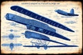 Blueprint of Ancient Airplane, Generative AI Illustration