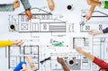 Blueprint Architect Construction Project Sketch Concept Royalty Free Stock Photo