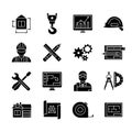 Blueprint Black White Flat Icons Set Royalty Free Stock Photo