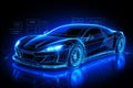 Blueprint blue neon car technology background by Generative AI