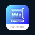 Blueprint, Blue, Print, Website, Web Mobile App Button. Android and IOS Line Version Royalty Free Stock Photo